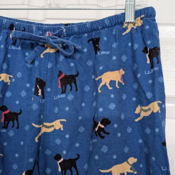LL Bean Flannel Sleep Pants Womens Size Medium Blue Yellow Lab Black Lab Pajamas - Picture 3 of 11